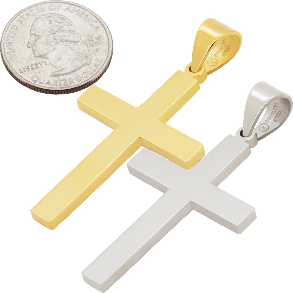 316l Stainless Steel 18k Yellow Gold Plated Cross Pendant